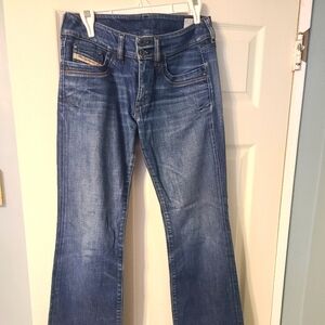 Diesel Ronhar Jeans Women Size 29 Blue Bootcut stretch Mid Rise Made Italy 29x30